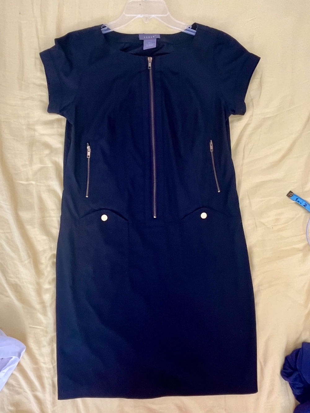 ⚡️ KENAR Zip-Front Utility Shift Dress in Black - Size 8 👗